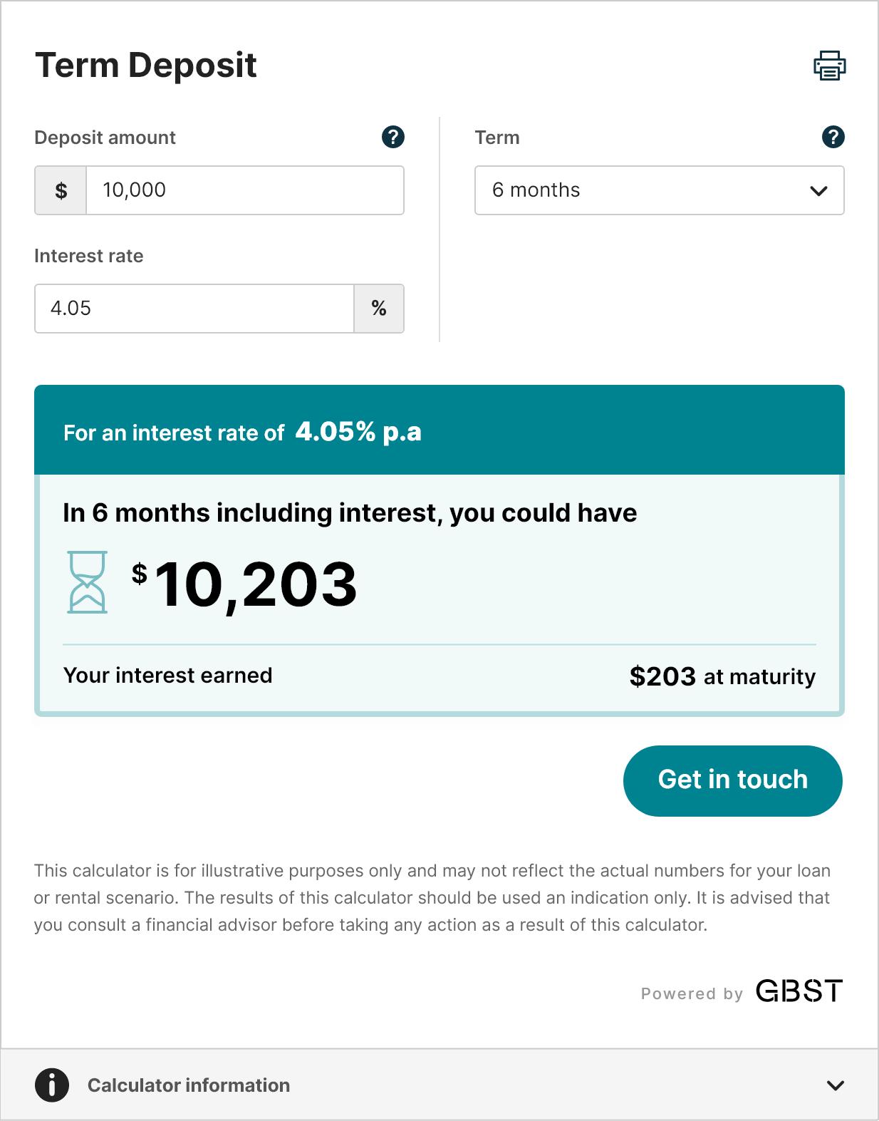 Term Deposit Calculator GBST Equate